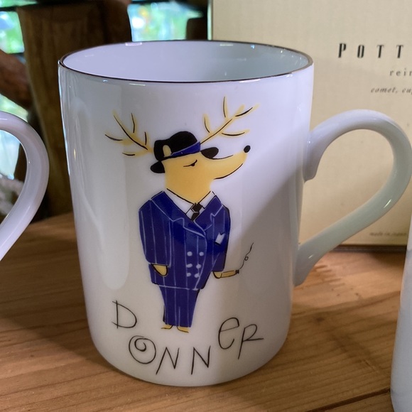 Pottery Barn Santa's Reindeer Silver Rim Mugs Assorted Box - Set Of 4 🎅🏻🎄🦌 - Picture 4 of 16